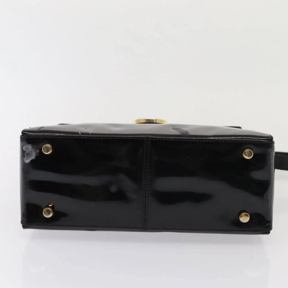 Salvatore Ferragamo Gancini Shoulder Bag Enamel Black Gold - Picture 13 of 16